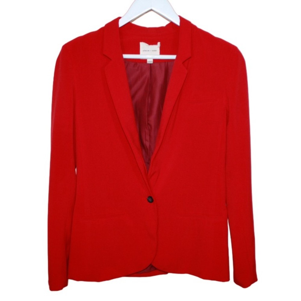 Silence + Noise Jacket Sz Small Red One Button Casual Chic Long Sleeve Blazer